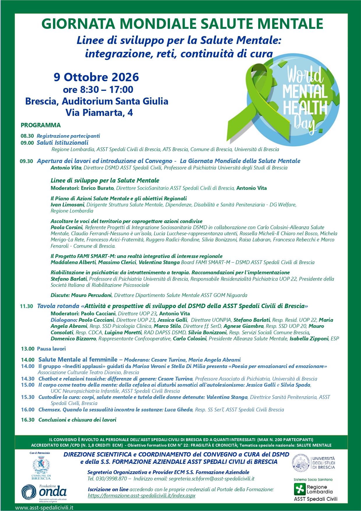 Programma Convegno Giornata Mondiale Salute Mentale 2026